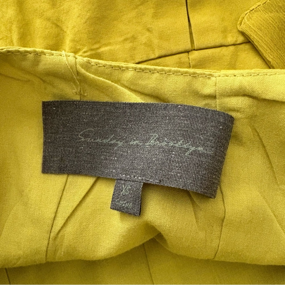 Anthropologie Sunday in Brooklyn Chartreuse Peplum Top Shoulder Tie Size XS - Picture 5 of 7